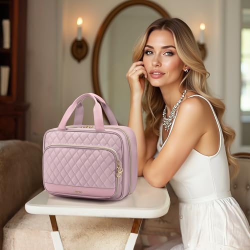 Travel Toiletry Bag for Women with Hanging Organizer - Pinkish Purple