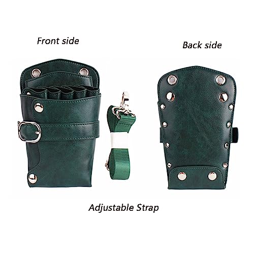 Hairdressing Scissors Holster Pouch - PU Leather Salon Tool Bag for Stylists - Green