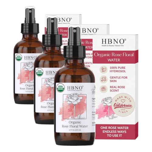 Organic Rose Water Face & Hair Mist - Pack of 3 - 4 Fl Oz Each, USDA Certified