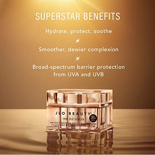 JLO BEAUTY Broad Spectrum SPF 30 Face Moisturizer, Lightweight Sunscreen to Wear Under Make Up, Daily Hydrating Face Lotion for Women With Hyaluronic Acid & Antioxidants, That Big Screen, 1.7 FL Oz