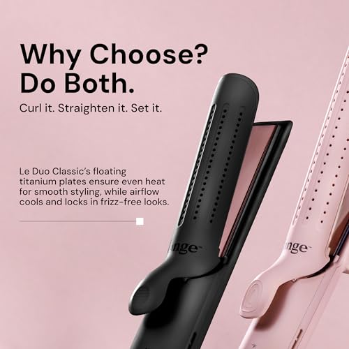 L'ANGE HAIR Le Duo Standard 360¡Æ Airflow 2 in 1 Straightener and Curler | 1 Inch Curling Wand & Titanium Flat Iron with 5.3" Plates | Hair Straightener & Curler for Short to Medium Hair (Blush)