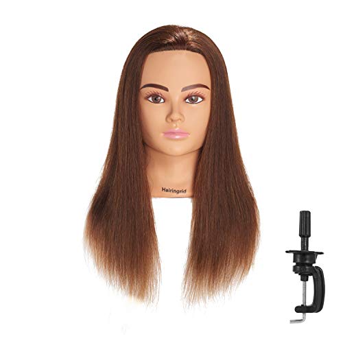 20-22 Inch Human Hair Mannequin Head for Styling & Training - Dark Brown Variation 1906LB0414