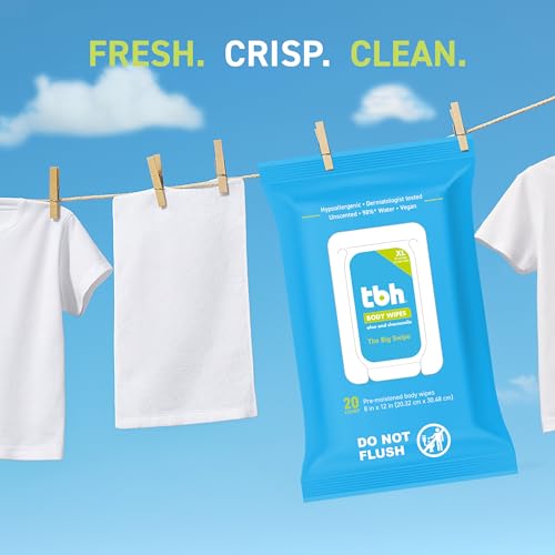 TBH Kids XL Wipes for Kids and Teens ?Extra Large Wipes, Alcohol Free Disposable Washcloths, Unscented Cleansing Cloths for Teen Girls & Boys ? 3 pk (60ct total)