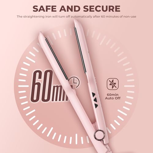 Pink 1.5 Inch Hair Straightener and Curler 2-in-1 Flat Iron with Fast Heating