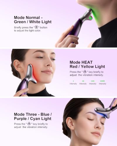 Pedete Facial Massager with 7 Lights - Red Light Therapy for Face & Neck (Purple Variant)