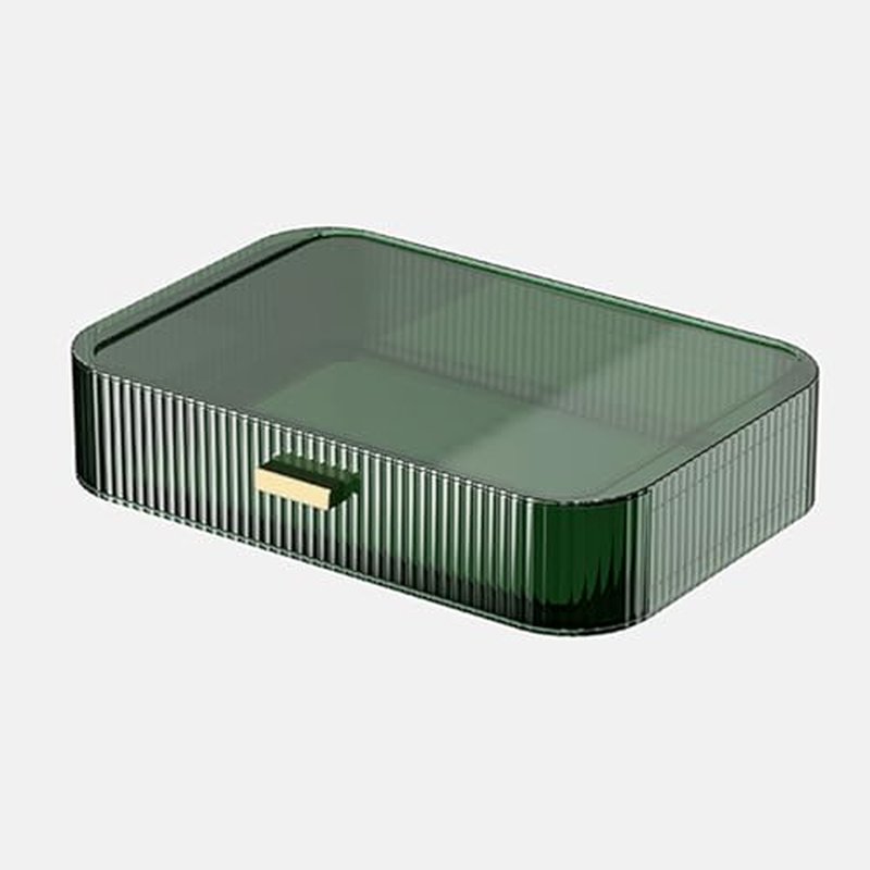 Makeup Organizer with Drawers, Stackable Cosmetics Organizer, Large Make Up Organizer Storage Box, Ideal for Bathroom Countertop and Desk (1 x Drawer, Green)