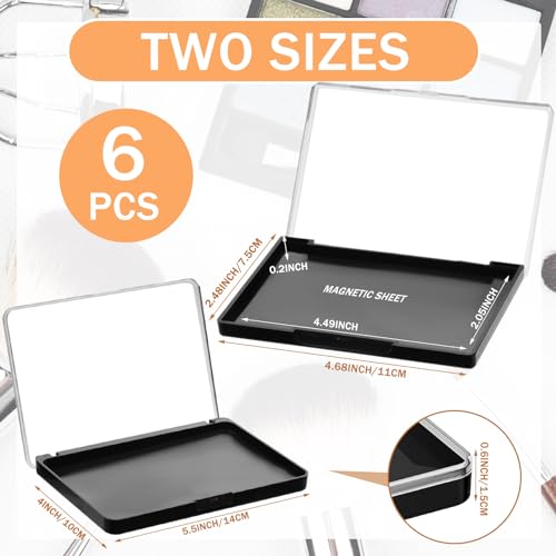 6 Pcs Empty Magnetic Makeup Palette with Clear Top Eyeshadow Palette Travel Makeup Pan DIY Dispensing Storage Box for Eyeshadow Lipstick Blush Powder Pigment, 2 Sizes