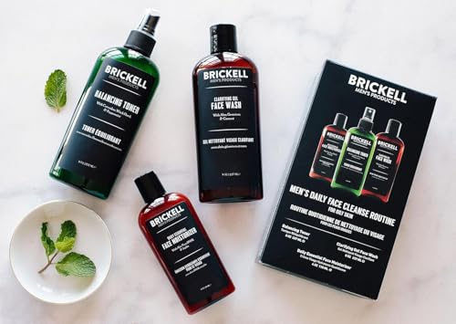 Brickell Men's Scented Daily Face Cleanse Routine for Oily Skin with Hyaluronic Acid & Aloe