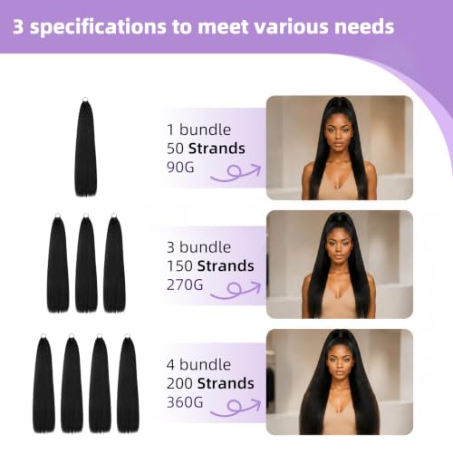 Kinky Straight Feather Crochet Hair for Black Women - 22 Inch, 90g, #1B Variation KS-90G