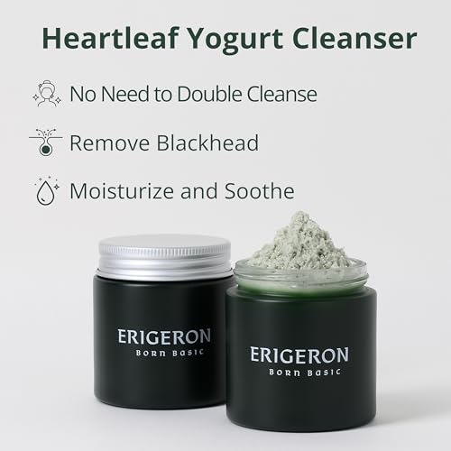 Heartleaf Greek Yogurt Facial Cleanser & Mask with Green Tea – Pore Clearing 3.38 fl oz