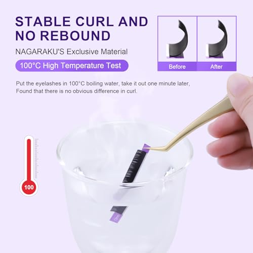 NAGARAKU Classic Individual Eyelash Extensions 0.05 D Curl - Purple Card, 9-13mm, 5 Trays