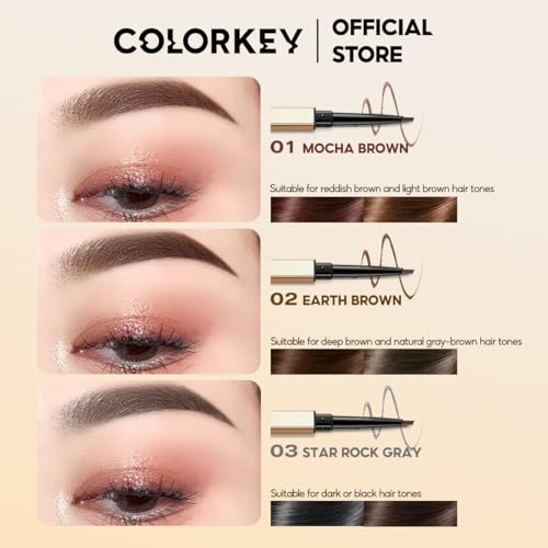 COLORKEY Contour Sketch Eyebrow Pencil: Retractable, Small Triangle Core, Defines Various Brow Shapes, Creates Defined Brows, Long-Lasting Wear (01 Mocha Brown)