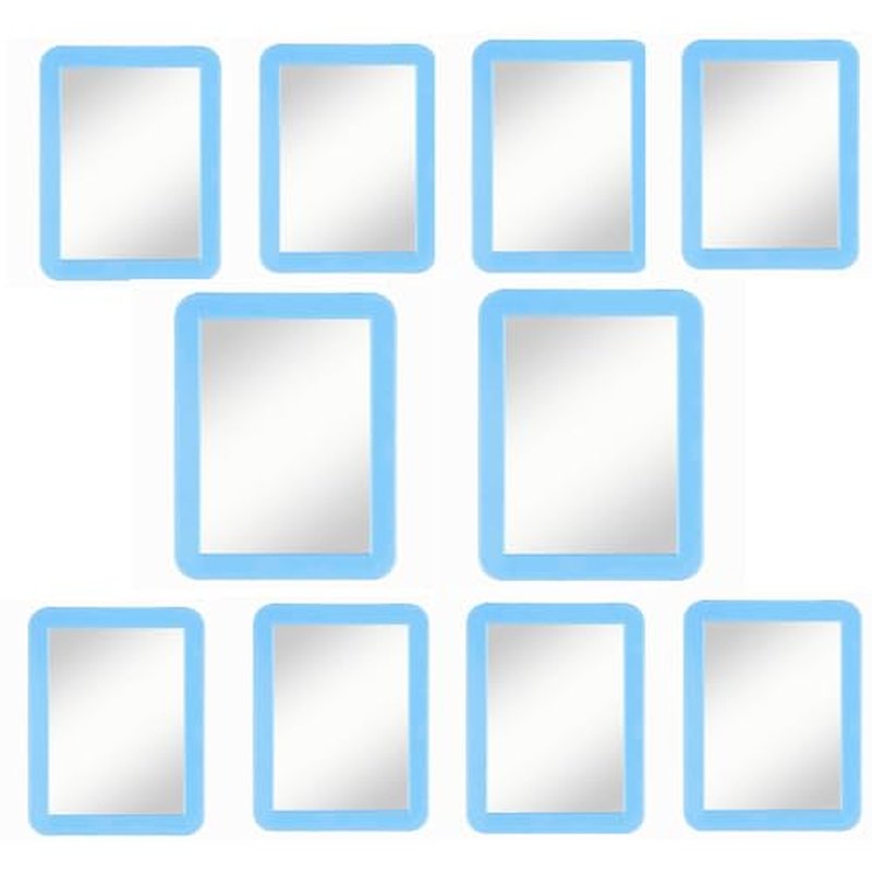 10 Pack Blue Magnetic Locker Mirror,5" x 7" Iocker Mirror Magnetic - Small Mirrors for School Locker, Bathroom, Workshop Toolbox, Office Cabinet,Easy Install