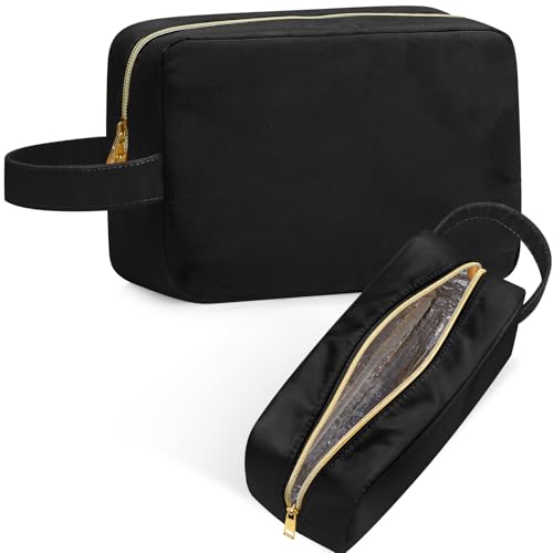 Kacctyen Insulated Makeup Bag for Car Women Cosmetics Bag Heat-resistant Travel Makeup Organizer Waterproof Skincare Case from Melting Freezing Winter Valentines Gift for Women(Medium,Portable,Black)