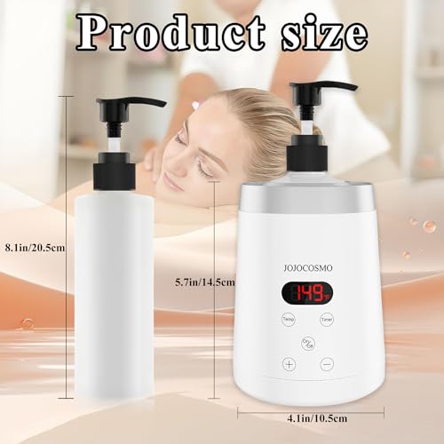 Massage Oil Warmer, Massage Oil Heater with Two Oil Bottle dispensers, Body Liquid Warmer from 30 to 65 ¡ÆC, Lotion Bottle Warmer Shampoo Heater for Salon (White)