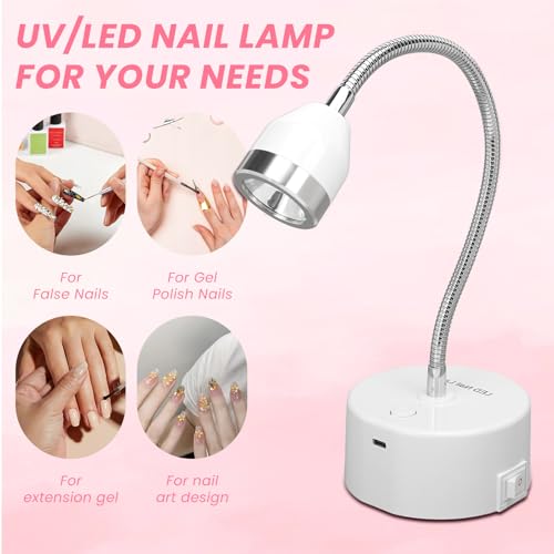 Touch Switch Gel x Lamp, 9W Cordless Rechargeable Gooseneck UV Lamp for Gel x Nails, Portable Flash Cure Lamp with 60s Timer, Quick Drying LED UV Nail Lamp for Gel Nails, Home & Salon Use