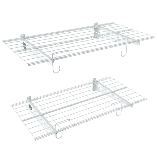 White Wall Mount Garage Shelves 2 Pack 24x48 Inch Heavy Duty Storage