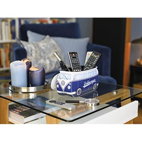 BRISA VW Collection - Volkswagen Neoprene Universal Makeup Cosmetics Toiletry Travel Pharmacy Bag in T1 Bus Design (Blue) (Small (9.1 x 4.3 x 3.1 inches))