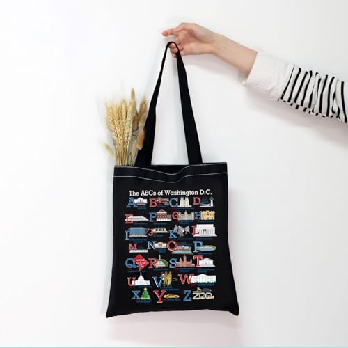 MNIGIU Washington DC Alphabets Tote Bag Washington DC Souvenir Gift Washington DC Welcome Bag