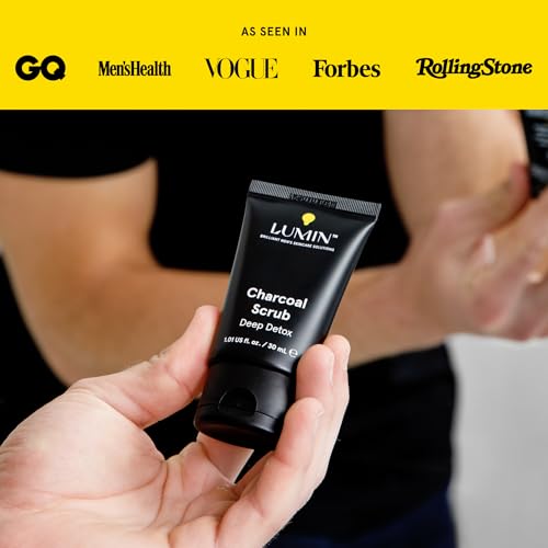 Lumin Charcoal Face Scrub for Men 1.01 Fl Oz (Pack of 2) Deep Detox Exfoliator
