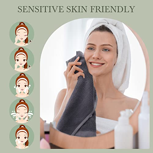 Riakrum 50 Pcs Grey Cotton Makeup Towels Washcloths Bulk 10x10 Inches