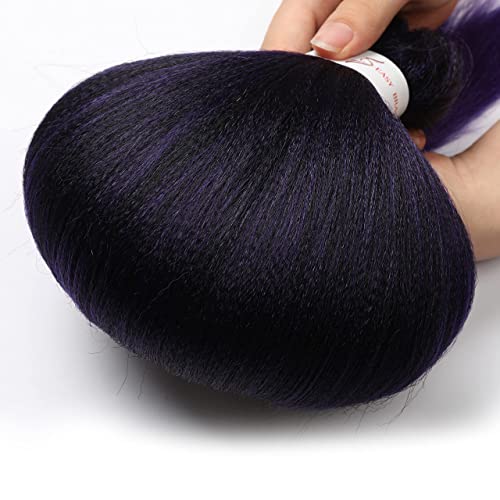 Pre-Stretched Braiding Hair Extensions 42 Inch - Ombre Black to Purple, 8 Packs, Soft Yaki Texture, Hot Water Setting