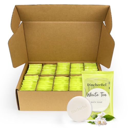 100 Pack Mini Round Disposable Travel Soap Bars - 0.5oz Individually Wrapped