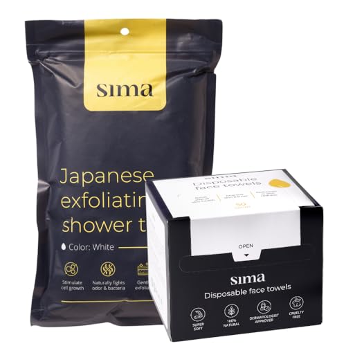 Sima - Bundle - Exfoliating Face & Body Scrub Towel White + Gentle Face Cloth