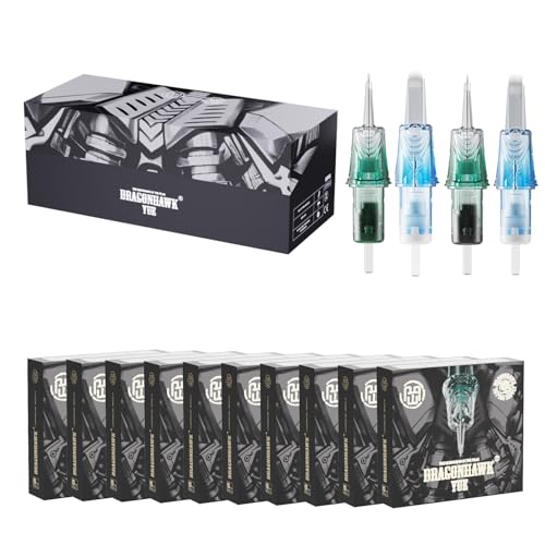 Dragonhawk Yue Tattoo Cartridge Needles 50pcs Assorted Sizes for Professional Tattooing