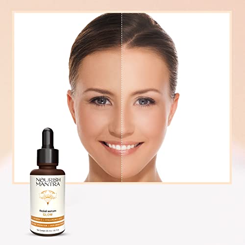 Nourish Mantra Vitamin C Serum ? Anti Aging Facial Serum with Vitamin C, Hyaluronic Acid, Niacinamide ? Glowing Serum ? Even Skin Tone, Improve Appearance of Dark Spots, Fine Lines & Wrinkles, 30 ml
