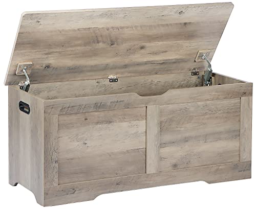 Grey Wooden Storage Chest with Lift Top - 39.4 Inch Toy & Blanket Storage Bench