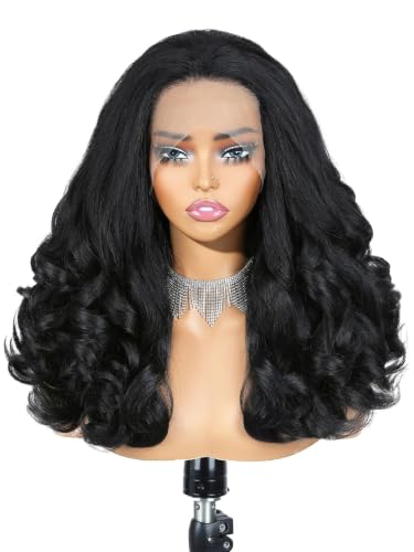 Black Quantum Love 13x6 Lace Front Yaki Curly Synthetic Wig for Black Women - Variation: 18