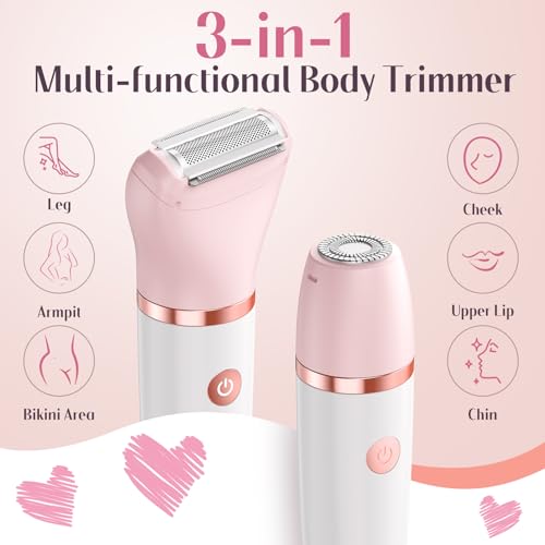Bazivve White 2018 Women Bikini Trimmer 3-in-1 Waterproof Electric Razor