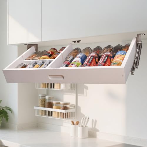 Pull-Down Under Cabinet Spice Rack Kitchen Organizer with Multi-Tier Shelves