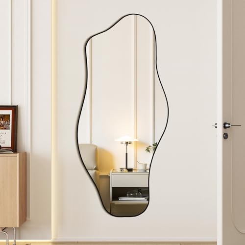 Irregular Cloud Wall Mirror 47x21 Inch Black Vanity Mirror - Asymmetric Design