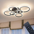Shine LUEST Black 6 Rings LED Ceiling Light Fixture with Remote Dimmable