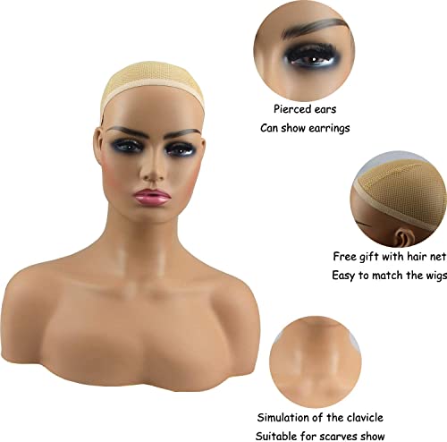 Voloria Realistic Female Mannequin Head for Wig Display, Jewelry & Accessories