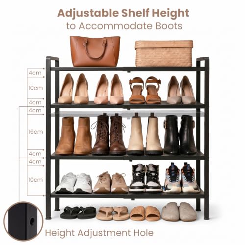 Varhomax 4-Tier Expandable Shoe Rack for Closet & Entryway, Adjustable & Space-Saving