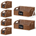 Brownlily Faux Wicker Pantry Storage Baskets Double Set - 6-Piece