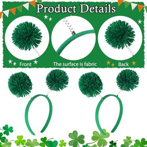 Halloween Pom Pom Headbands - Green Party Headwear for Kids & Adults, 18 Pack