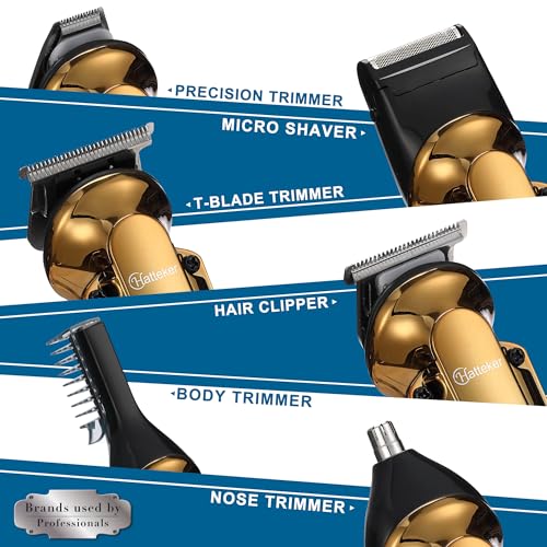 Gold Men's Beard Trimmer Kit 6-in-1 Waterproof Electric Razor & Hair Clipper