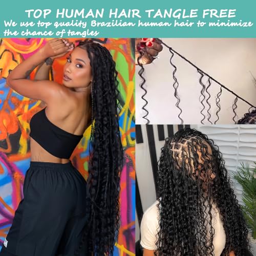 Deep Wave Human Braiding Hair - 20 Inch Brown 110g Bulk for Boho Braid Styles