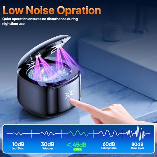 Black Ultrasonic Retainer & Denture Cleaner Machine 49KHz 220ML with Digital Timer