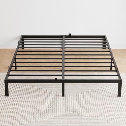 Queen Bed Frame with Under-Bed Storage - 10 Inch, Black, Sturdy & Modern
