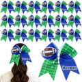 Yuxung 20 Pcs Blue Glitter Football Cheer Hair Bows 7" Sports Team Accessories
