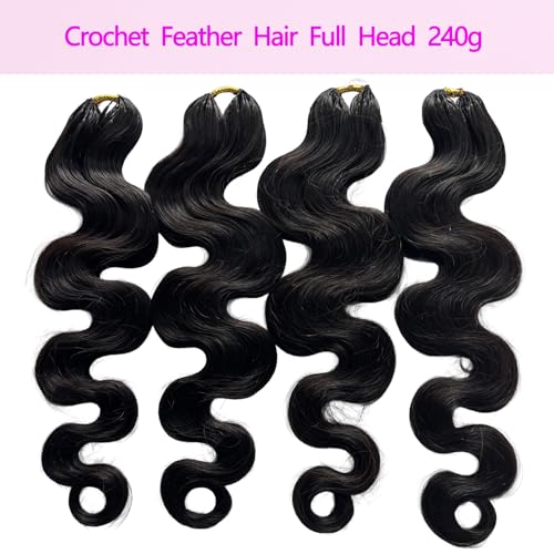 60g 50Strands Feather Crochet Hair Extensions 16 Inch Body Wave Human Hair Reusable
