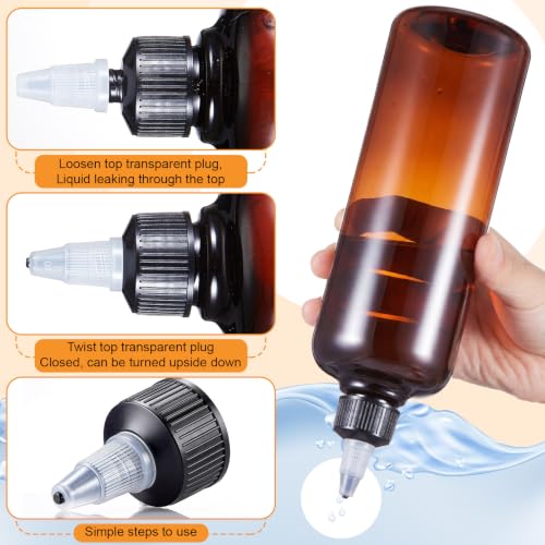 17 oz Amber Hair Oil Squeeze Bottles Pack of 12 with Funnels - Hair Care Applicators