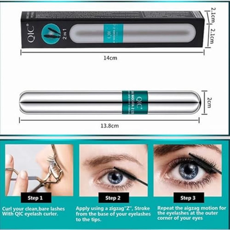 2 in 1 4D Silk Fiber Lashes 5x Longer Waterproof Mascara, No Clumping Long-lasting Black Mascara
