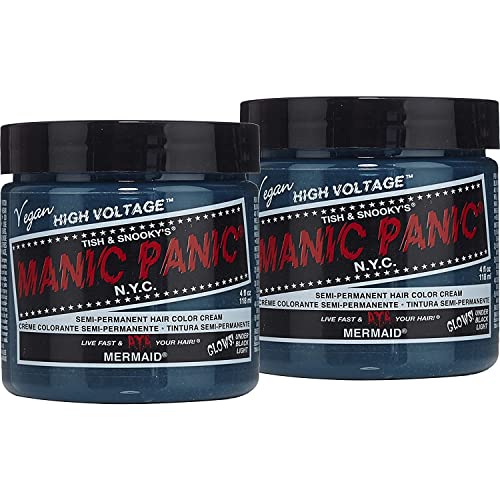 Vibrant Semi-Permanent Hair Dye - Mermaid Blue Green, 4 oz, 2 Pack