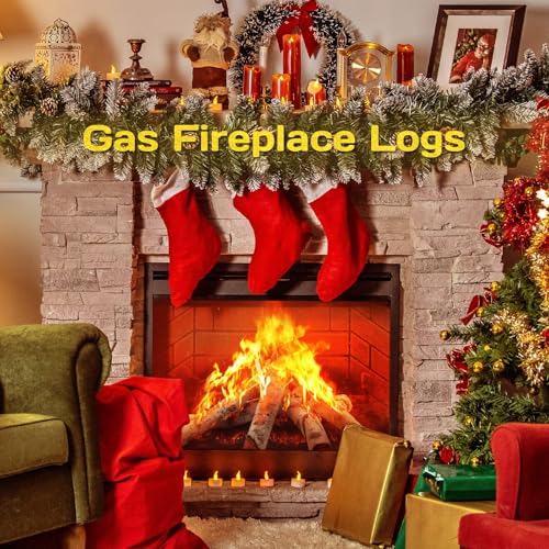 Large 6-Piece White Birch Ceramic Gas Fireplace Logs for Indoor & Outdoor Fire Pits